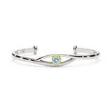 CUSTOM | Aquamarine and White Diamond Cuff in Sterling Silver & 18ct Yellow Gold