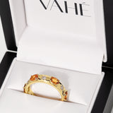 CUSTOM | Sapphire & White Diamond Gents Ring in 18ct Yellow Gold