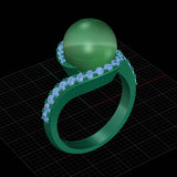 CUSTOM | South Sea Pearl and White Diamond Ring in 18ct Yellow Gold