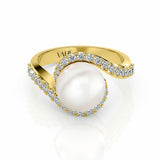 CUSTOM | South Sea Pearl and White Diamond Ring in 18ct Yellow Gold