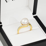 CUSTOM | South Sea Pearl and White Diamond Ring in 18ct Yellow Gold