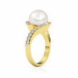 CUSTOM | South Sea Pearl and White Diamond Ring in 18ct Yellow Gold