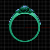 CUSTOM | Three Stone Halo in 18ct White Gold