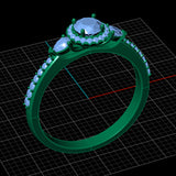 CUSTOM | Three Stone Halo in 18ct White Gold