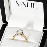 CUSTOM | Cathedral Solitaire with Tulip Coronet in 18ct Yellow & White Gold