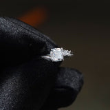 CUSTOM | Cushion Cut & Two Side Stones in 18ct White Gold – side view