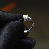 CUSTOM | Cushion Cut & Two Side Stones in 18ct White Gold – side view