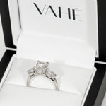 CUSTOM | Elongated Cushion & Pear Shape Three Stone in Platinum