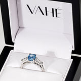 CUSTOM | Elongated Cushion & Tapered Baguette Three Stone in Platinum – in gift box