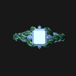 CUSTOM | Montana Sapphire Leaf-Inspired with Pear & Round Diamond Accents Ring in Platinum – design render