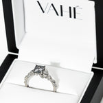 CUSTOM | Montana Sapphire Leaf-Inspired with Pear & Round Diamond Accents Ring in Platinum – in gift box