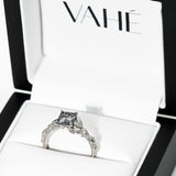CUSTOM | Montana Sapphire Leaf-Inspired with Pear & Round Diamond Accents Ring in Platinum – in gift box