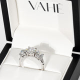 CUSTOM | Round Brilliant Cut Three Stone in 18ct White Gold – in gift box