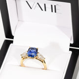 CUSTOM | Sapphire Three Stone with Hidden Accents in 18ct Yellow Gold – in gift box