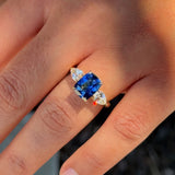 CUSTOM | Sapphire Three Stone with Hidden Accents in 18ct Yellow Gold – on hand