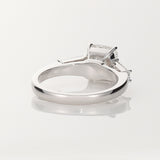 Cushion and Tapered Baguette Three Stone Ring in 18ct White Gold