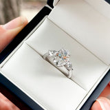 (Customised) FAYE | Three Stone Oval & Pear Shape Diamond Ring in 18ct White Gold – in gift box