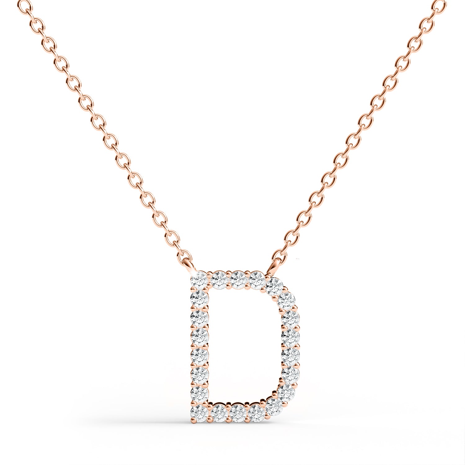 PENELOPE | Diamond Letter Pendant in 9ct Rose Gold (A-Z)