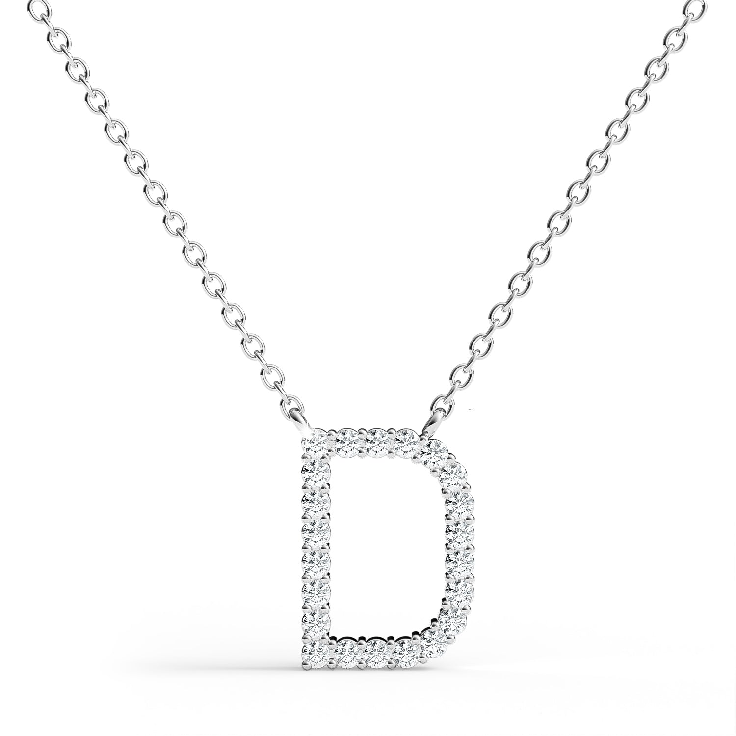 PENELOPE | Diamond Letter Pendant in 9ct White Gold (A-Z)