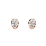 DAKOTA | Oval Shape Diamond Bezel Studs in Rose Gold (0.60ct tw.)