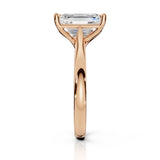 DIANA | Cathedral Solitaire Emerald Cut Diamond Ring in Rose Gold