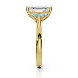 DIANA | Cathedral Solitaire Emerald Cut Diamond Ring in Yellow Gold