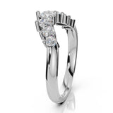 EDEN | Graduated Round Diamond Curved Ring in White Gold (0.80ct tw.) – side view