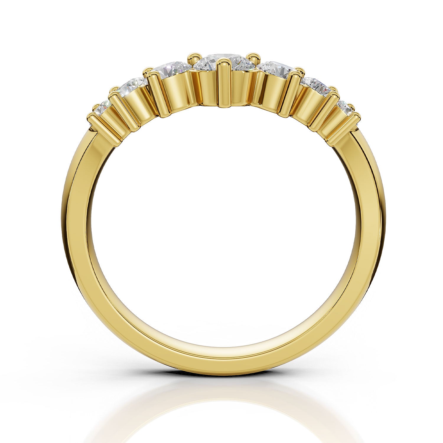 EDEN | Graduated Round Diamond Curved Ring in Yellow Gold (0.80ct tw.) – profile view