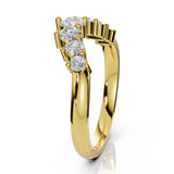 EDEN | Graduated Round Diamond Curved Ring in Yellow Gold (0.80ct tw.) – side view