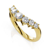EDEN | Graduated Round Diamond Curved Ring in Yellow Gold (0.80ct tw.) – top down view