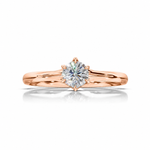 ELARA Six-Claw Round Brilliant Diamond Ring in Rose Gold, front view