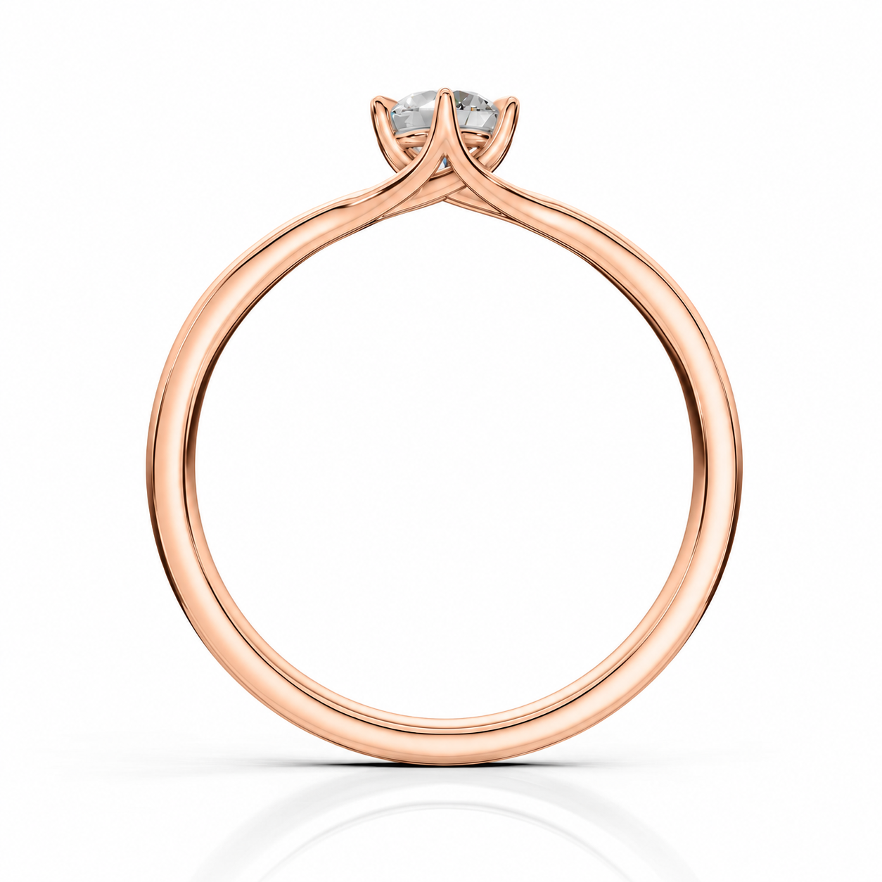 ELARA Six-Claw Round Brilliant Diamond Ring in Rose Gold, front view, alternate shot 2