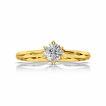 ELARA Six-Claw Round Brilliant Diamond Ring in Yellow Gold, front view