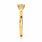 ELARA Six-Claw Round Brilliant Diamond Ring in Yellow Gold, full side profile