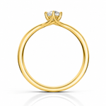 ELARA Six-Claw Round Brilliant Diamond Ring in Yellow Gold, side profile