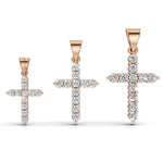 ELENA round brilliant diamond cross pendants in rose gold, all three sizes together: 0.20ct, 0.40ct and 0.60ct total weight