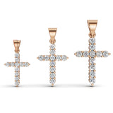 ELENA round brilliant diamond cross pendants in rose gold, all three sizes together: 0.20ct, 0.40ct and 0.60ct total weight