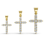 ELENA round brilliant diamond cross pendants in yellow gold, all three sizes together: 0.20ct, 0.40ct and 0.60ct total weight