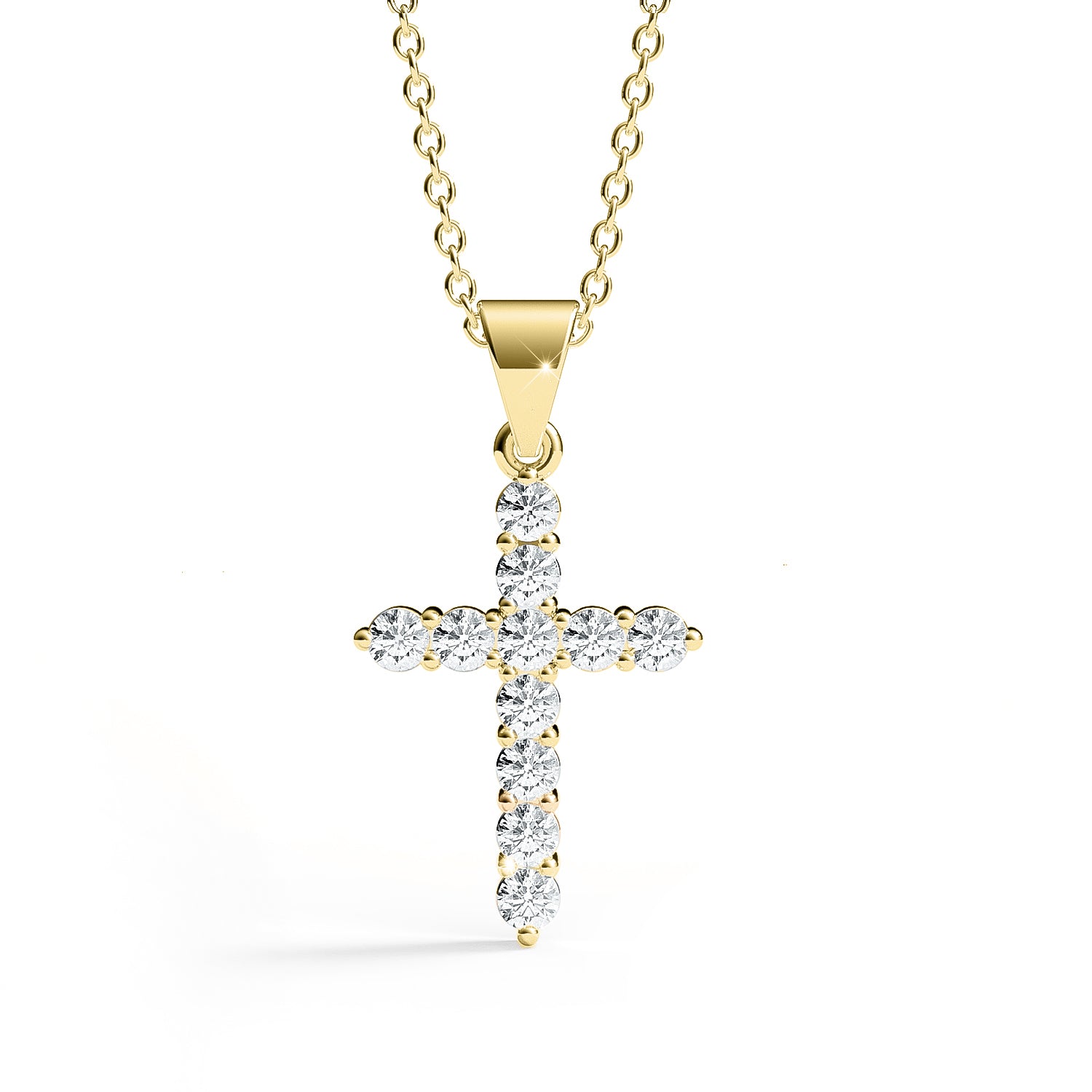 ELENA | Round-Brilliant Diamond Cross Pendant in Yellow Gold (0.20ct - 0.60ct)