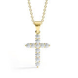 ELENA | Kreuzanhänger mit rundem Brillantdiamanten aus 9 Karat Weißgold (0,20 ct – 0,60 ct)
