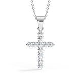 ELENA | Kreuzanhänger mit rundem Brillantdiamanten aus 9 Karat Weißgold (0,20 ct – 0,60 ct)