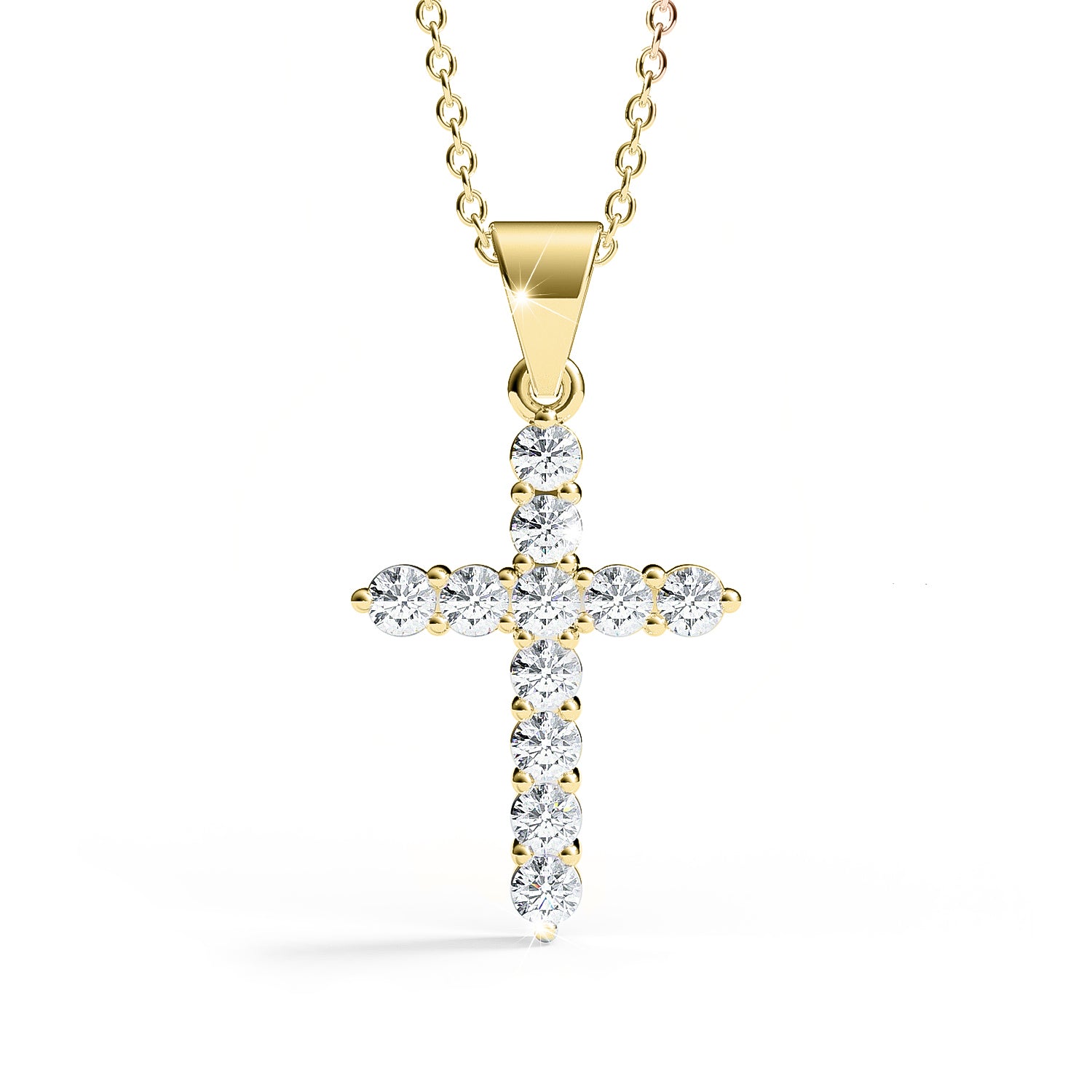 ELENA | Round-Brilliant Diamond Cross Pendant in Yellow Gold (0.20ct - 0.60ct)