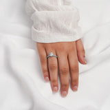 ELORA | French Pavé Round Brilliant Diamond Ring in Platinum