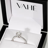 ELORA | French Pavé Round Brilliant Diamond Ring in White Gold