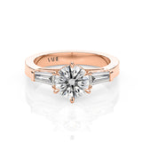 EMMA | Round Brilliant & Tapered Baguette Diamond Ring in Rose Gold