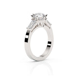 EMMA | Round Brilliant & Tapered Baguette Diamond Ring in White Gold