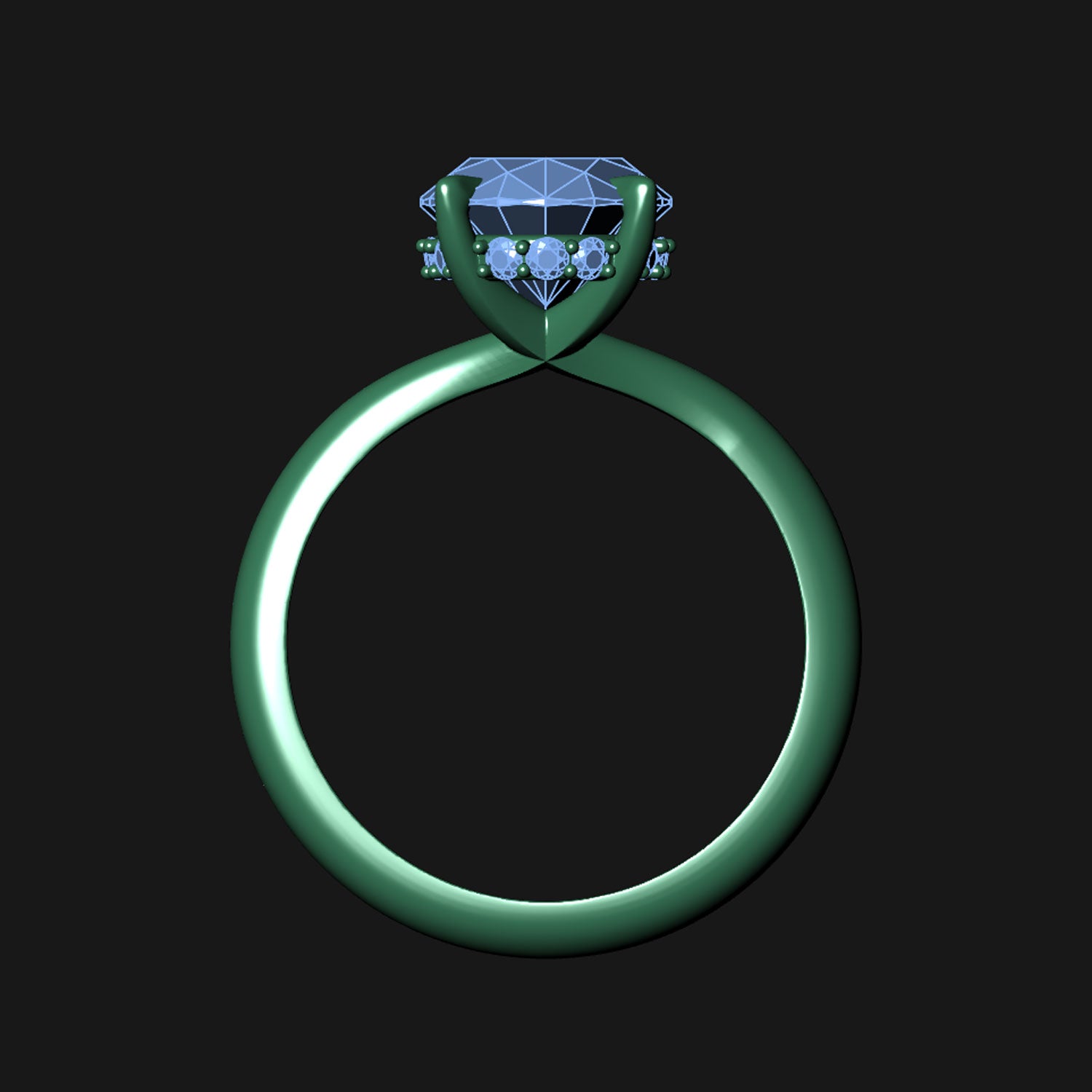 CUSTOM | Oval Lab-Grown Diamond Engagement Ring with Hidden Halo in 18ct White Gold – design render
