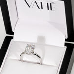 CUSTOM | Oval Lab-Grown Diamond Engagement Ring with Hidden Halo in 18ct White Gold – top view