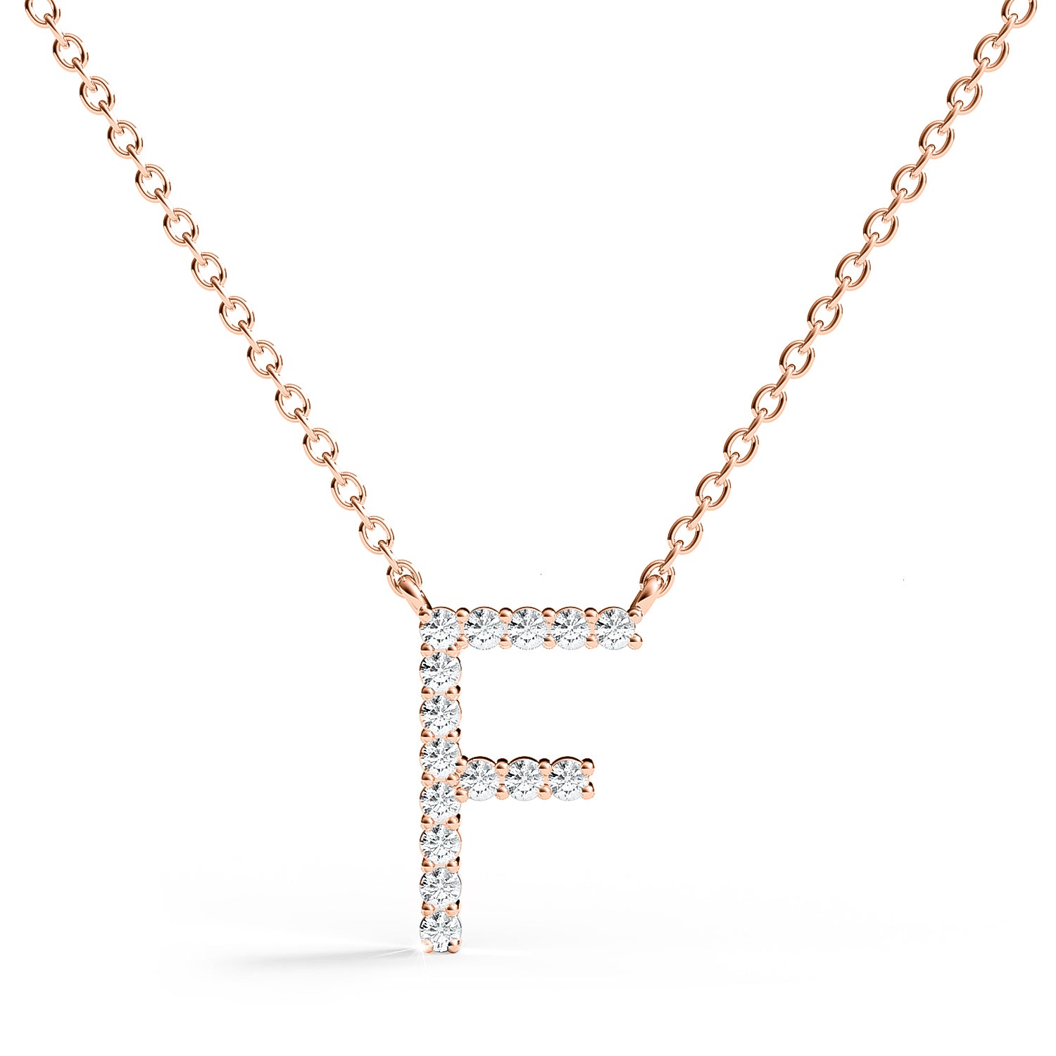 PENELOPE | Diamond Letter Pendant in 9ct Rose Gold (A-Z)