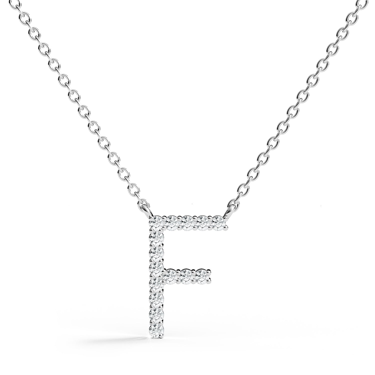PENELOPE | Diamond Letter Pendant in 9ct White Gold (A-Z)